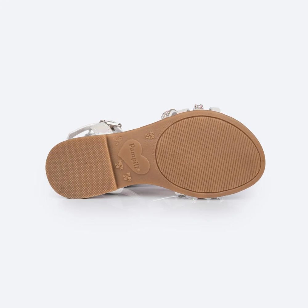 Pampili Sandalia Cherrie Tiras Strass Holografica Branco Branco 4