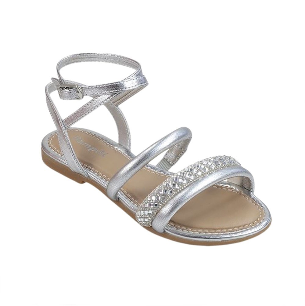 Pampili Sandalia Cherrie Tira Com Strass Prata