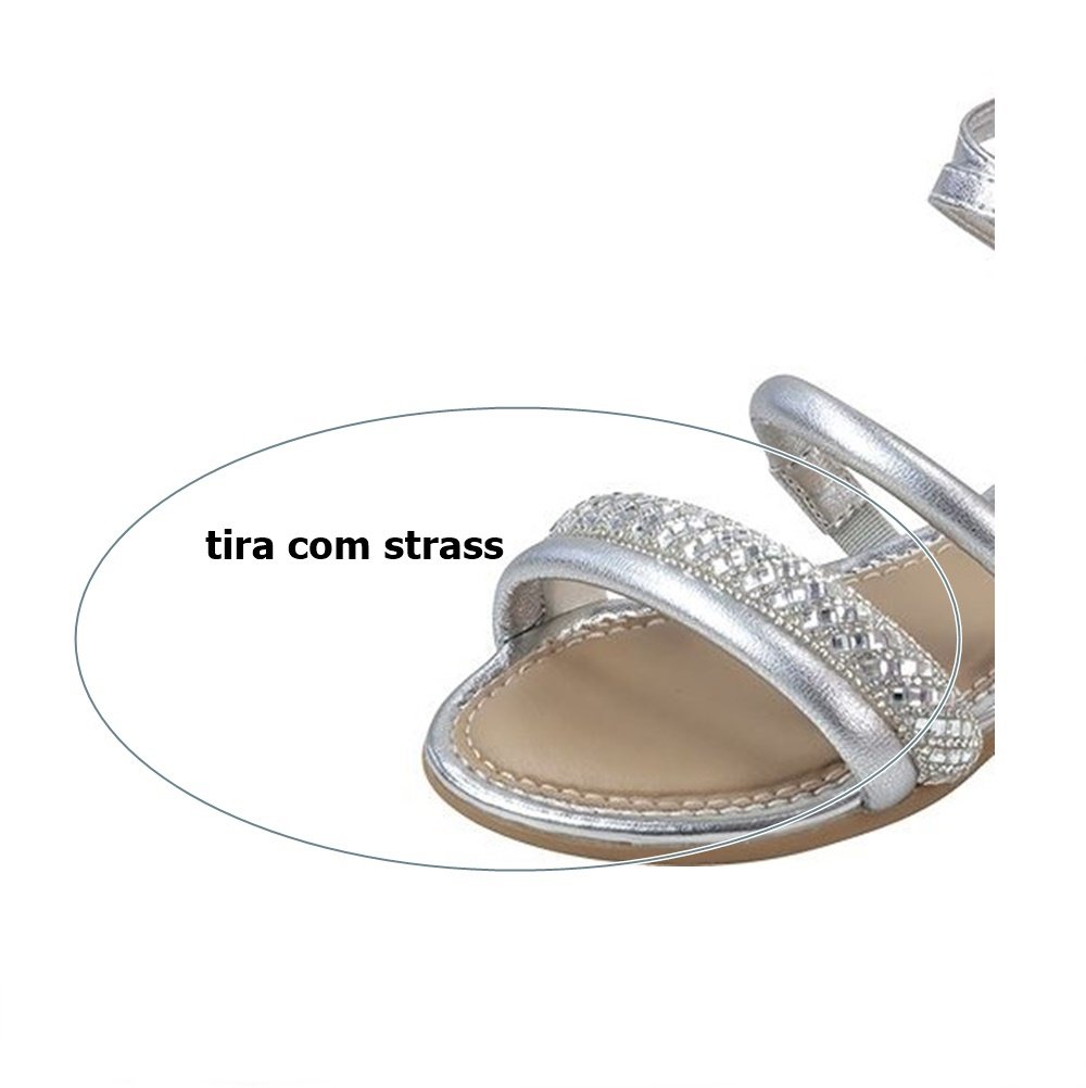 Pampili Sandalia Cherrie Tira Com Strass Prata Prata 3