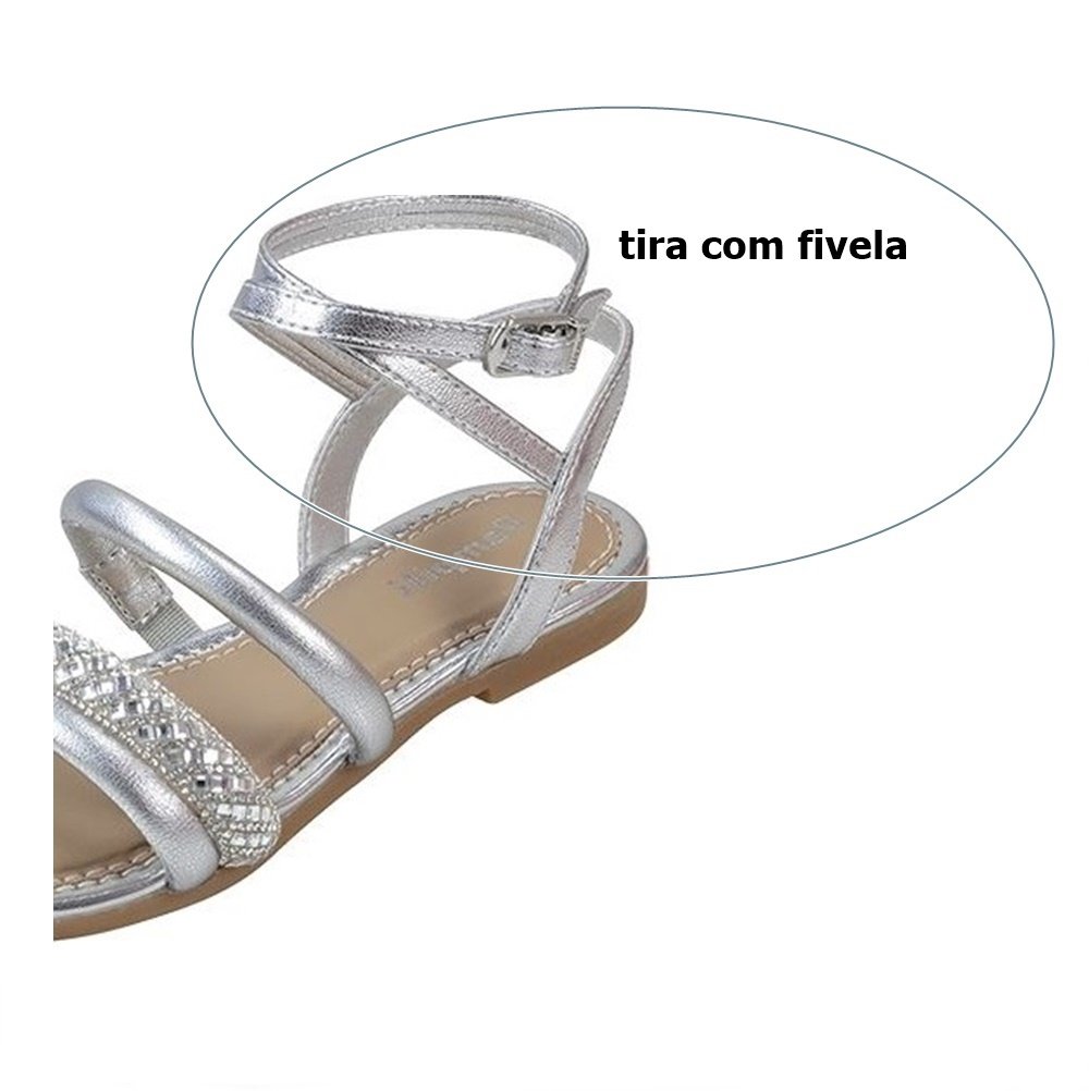 Pampili Sandalia Cherrie Tira Com Strass Prata Prata 4