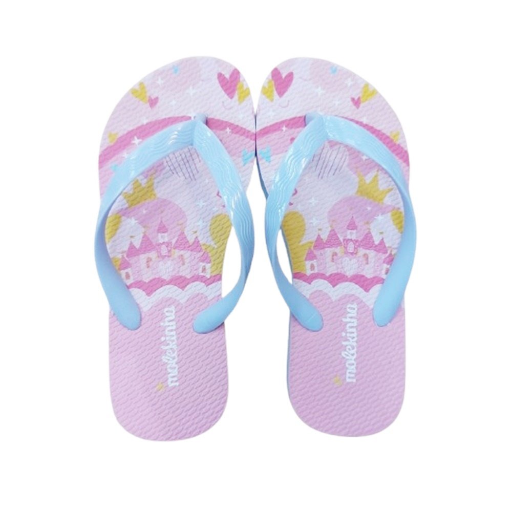 Molekinha Chinelo Tira Fina Estampa Castelo Azul Azul 2