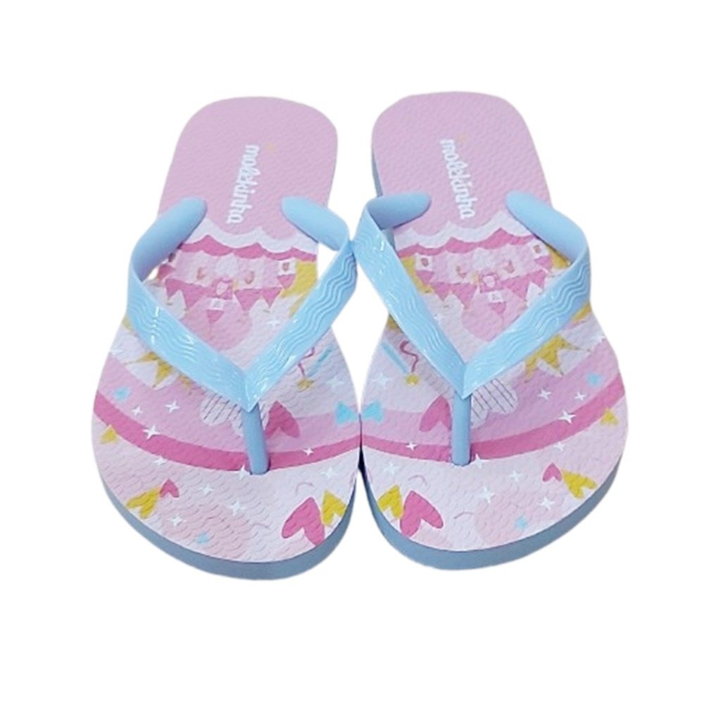 Molekinha Chinelo Tira Fina Estampa Castelo Azul Azul 4