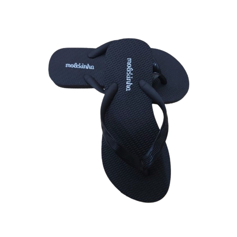 Molekinha Chinelo Tira Fina Liso Preto Preto 2