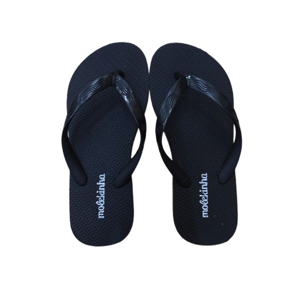 Molekinha Chinelo Tira Fina Liso Preto Preto 3