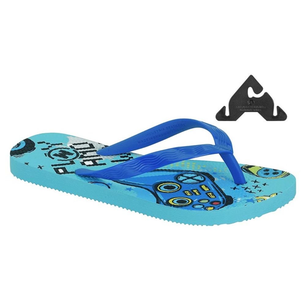 Molekinho Chinelo De Dedo Tiras Game Azul Azul 2
