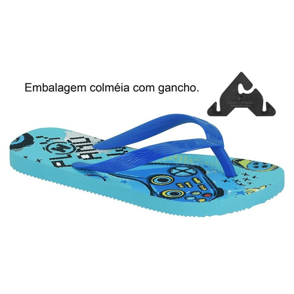 Molekinho Chinelo De Dedo Tiras Game Azul Azul 3