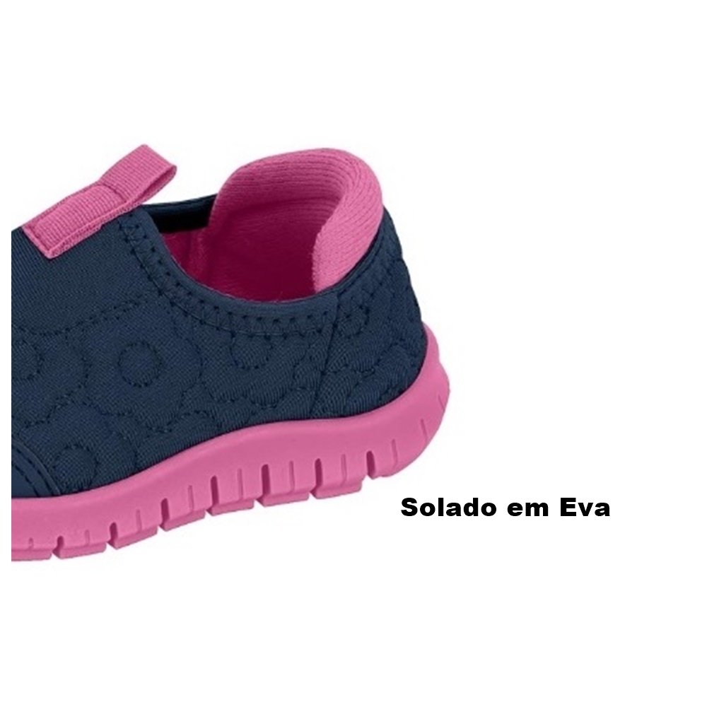 Molekinha Tenis Lycra Flores Marinho Azul 4