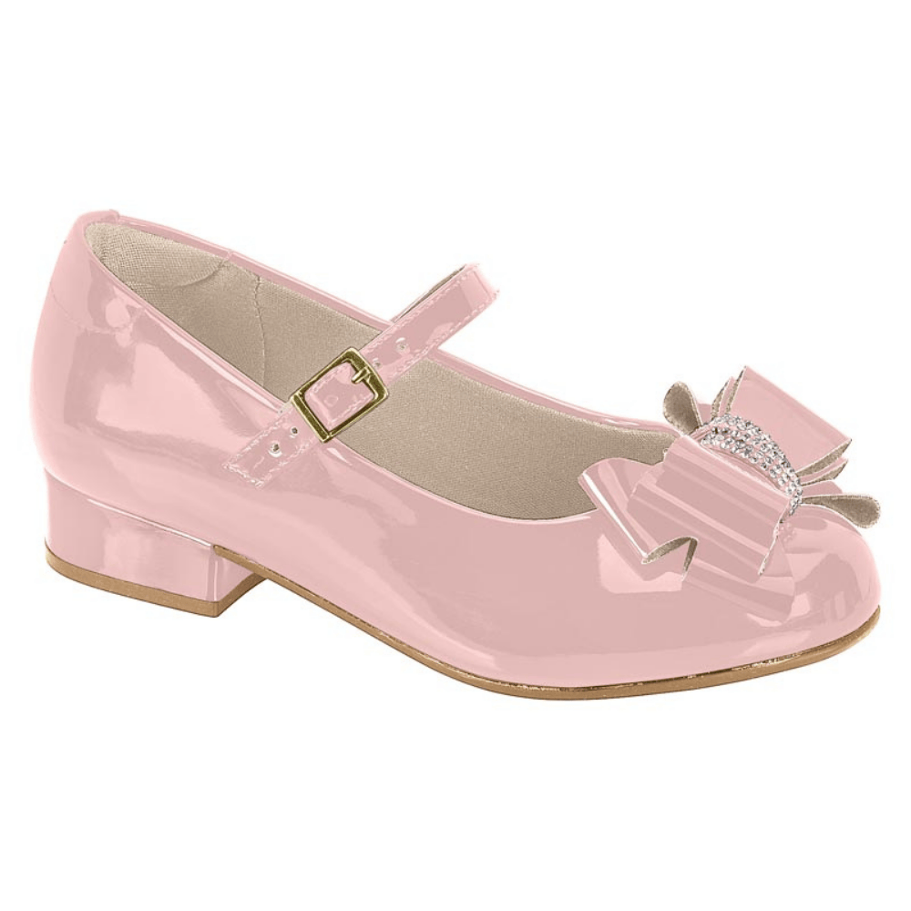 Molekinha Sapato Verniz Premium Laço Rosa Rosa 1