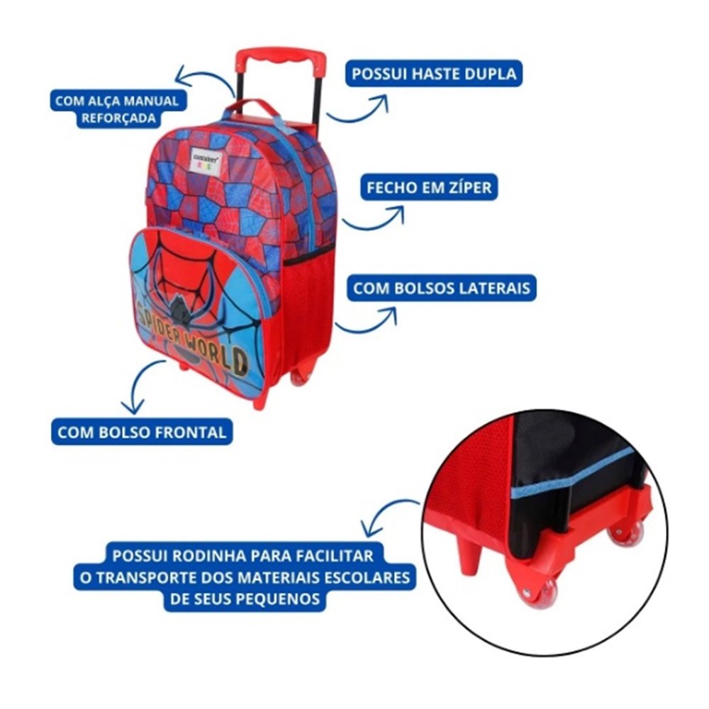 Dermiwil Mochila de Rodinhas Spider World Vermelho Vermelho 4