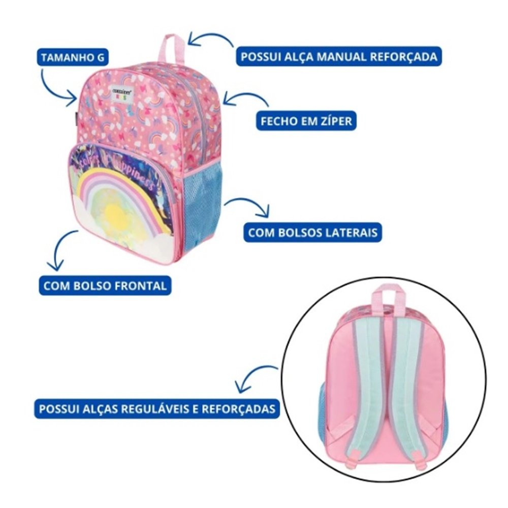 Dermiwil Mochila de Costas Arco Iris Colors Rosa Rosa 3