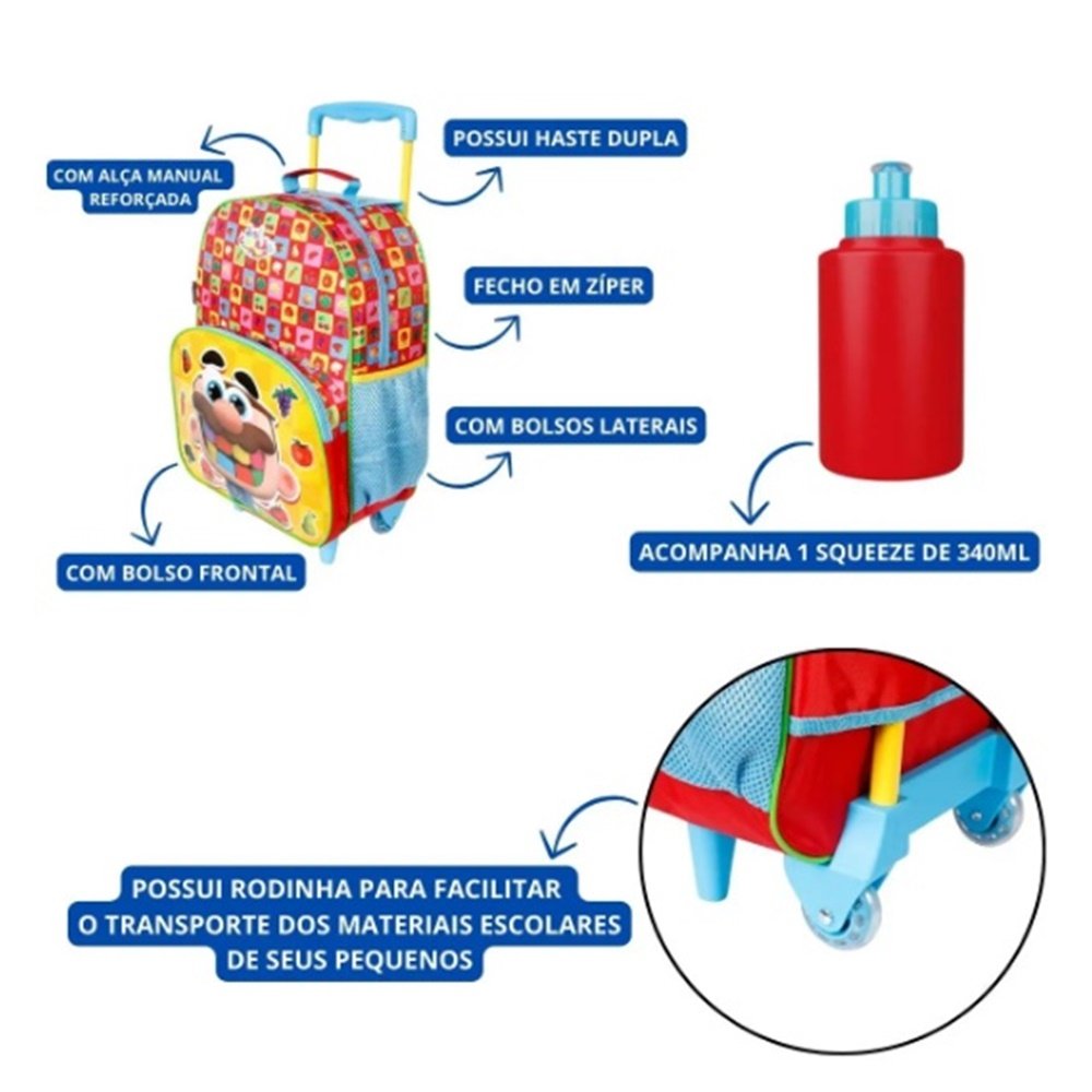 Dermiwil Mochila de Rodinhas Jose Comilao Colorido Multicores 4