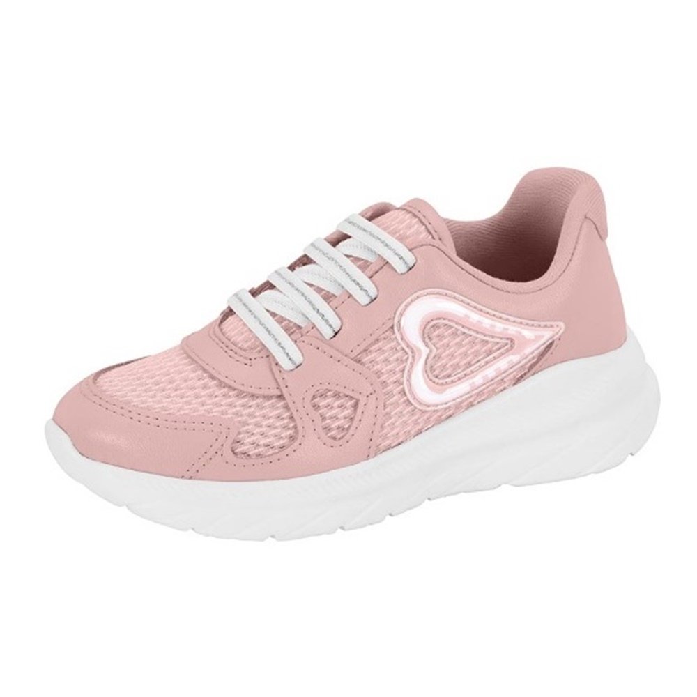 Molekinha Tenis Nylon Coracao Rosa Rosa 2