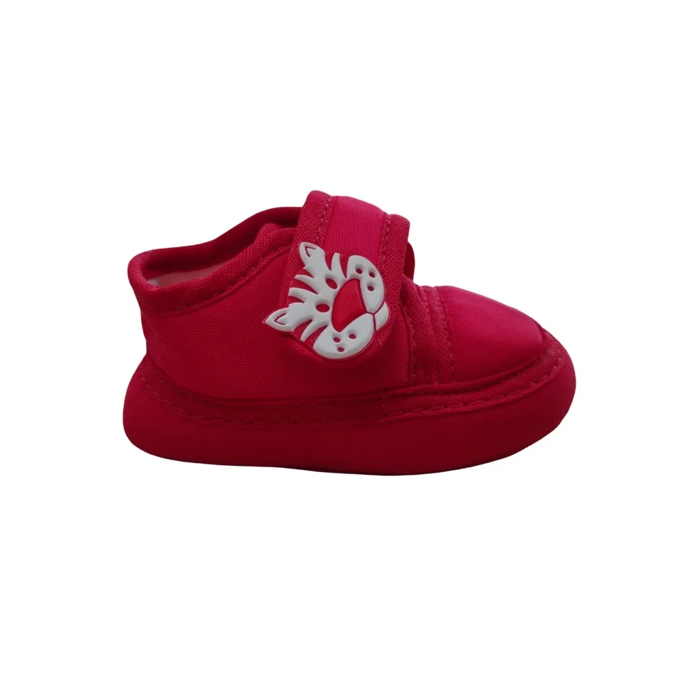 Estrelinha Baby Tenis Tecido Aplique Gatinho Vermelho