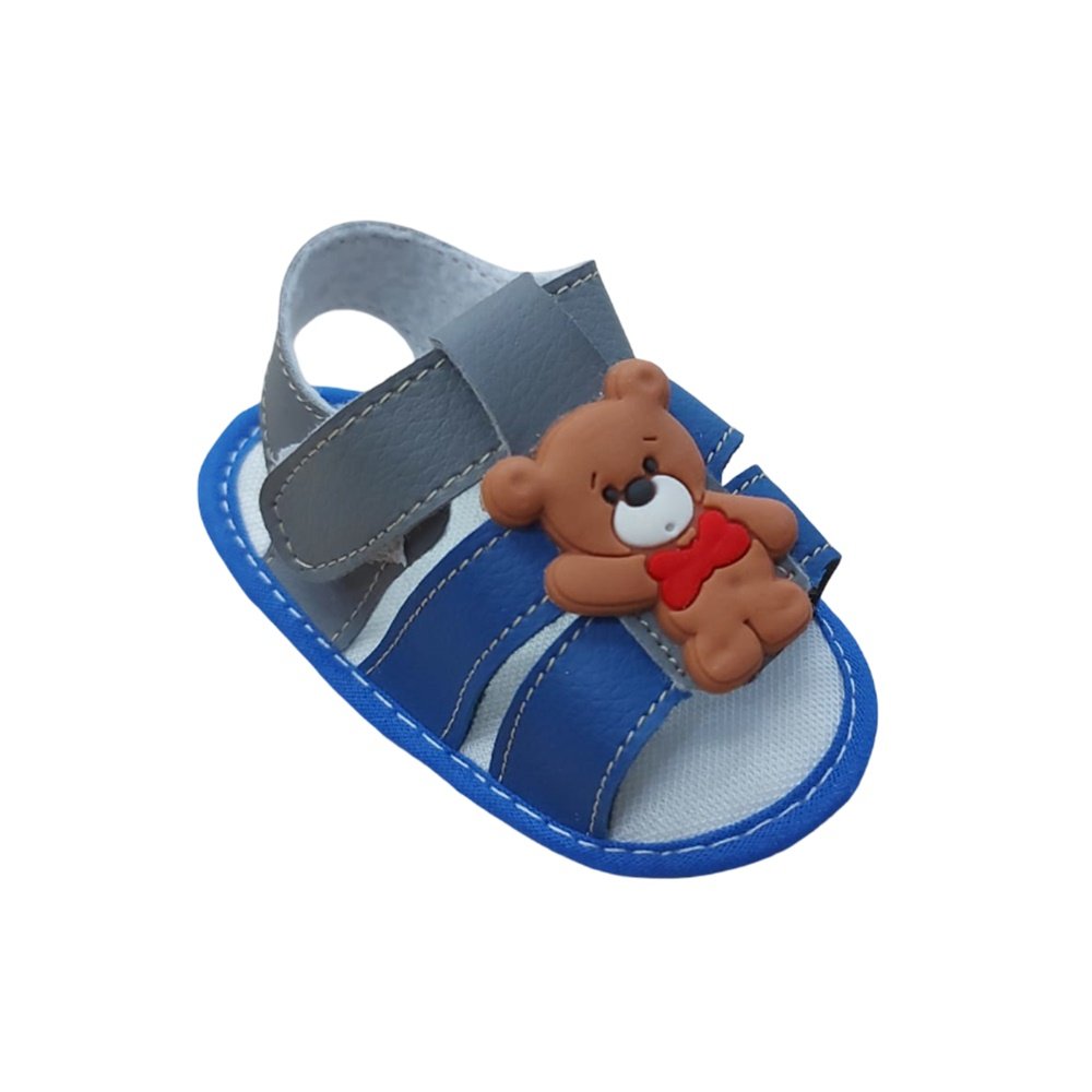 Estrelinha Baby Sandalia Baby Aplique Ursinho Ted Azul