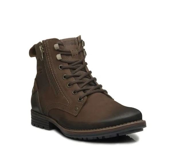 Coturno Masculino Casual Rústico em Couro Pegada 180745 Marrom 2