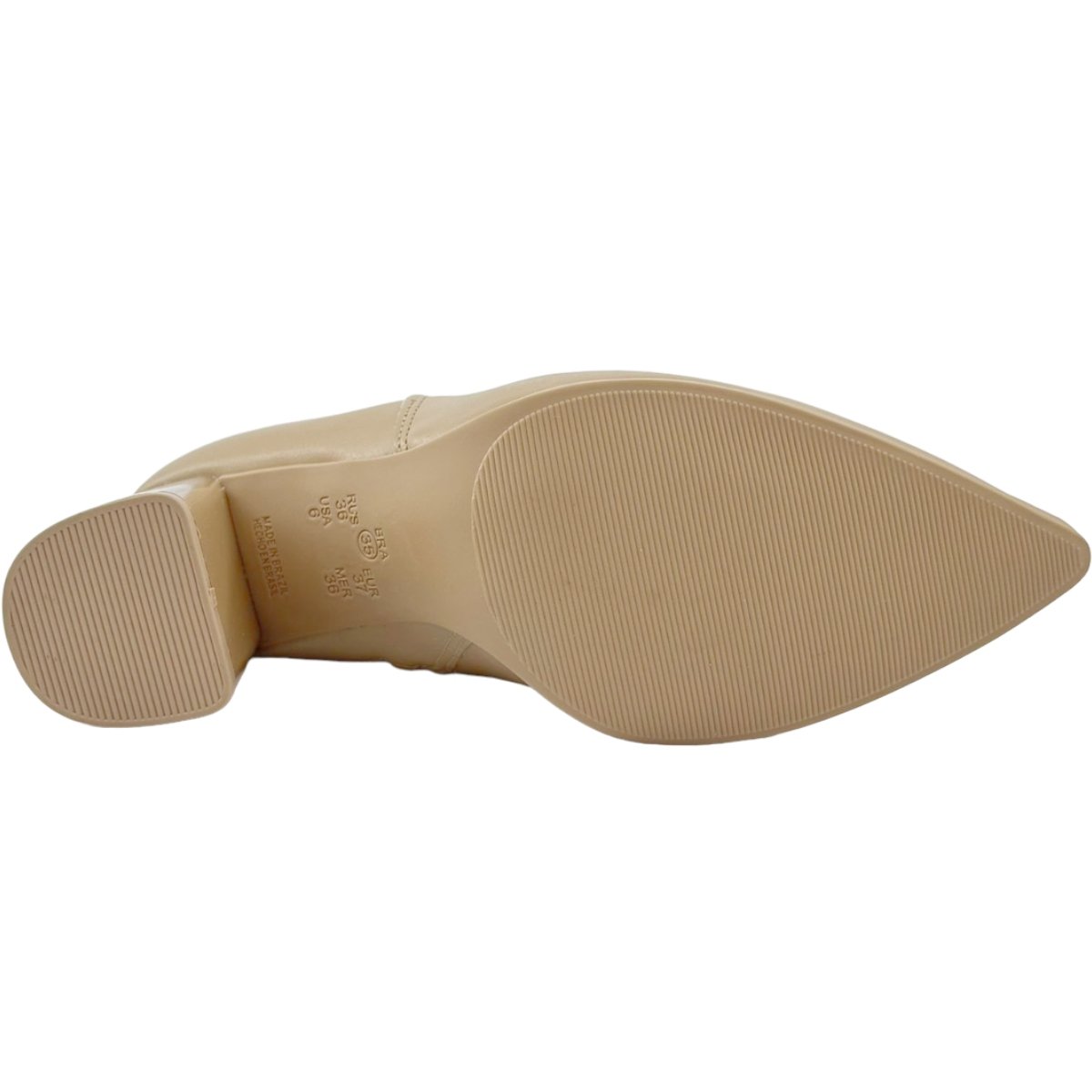 Bota Feminina Casual Cano Baixo Salto Bloco Alto Ramarim 2358123 Bege 6