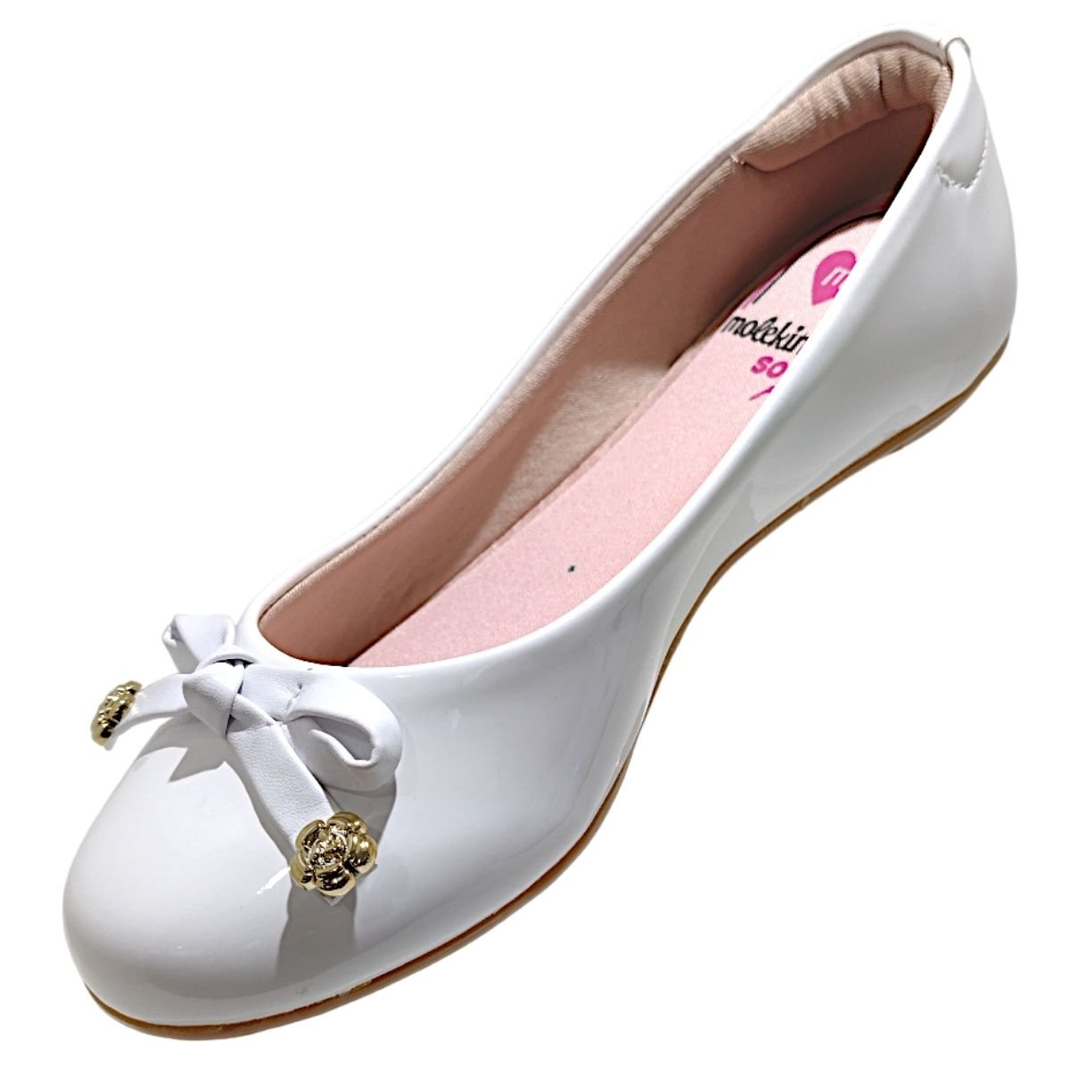 Sapatilha Casual Infantil Menina Verniz Laço Dia a Dia Molekinha 2083.1006 Branco 5