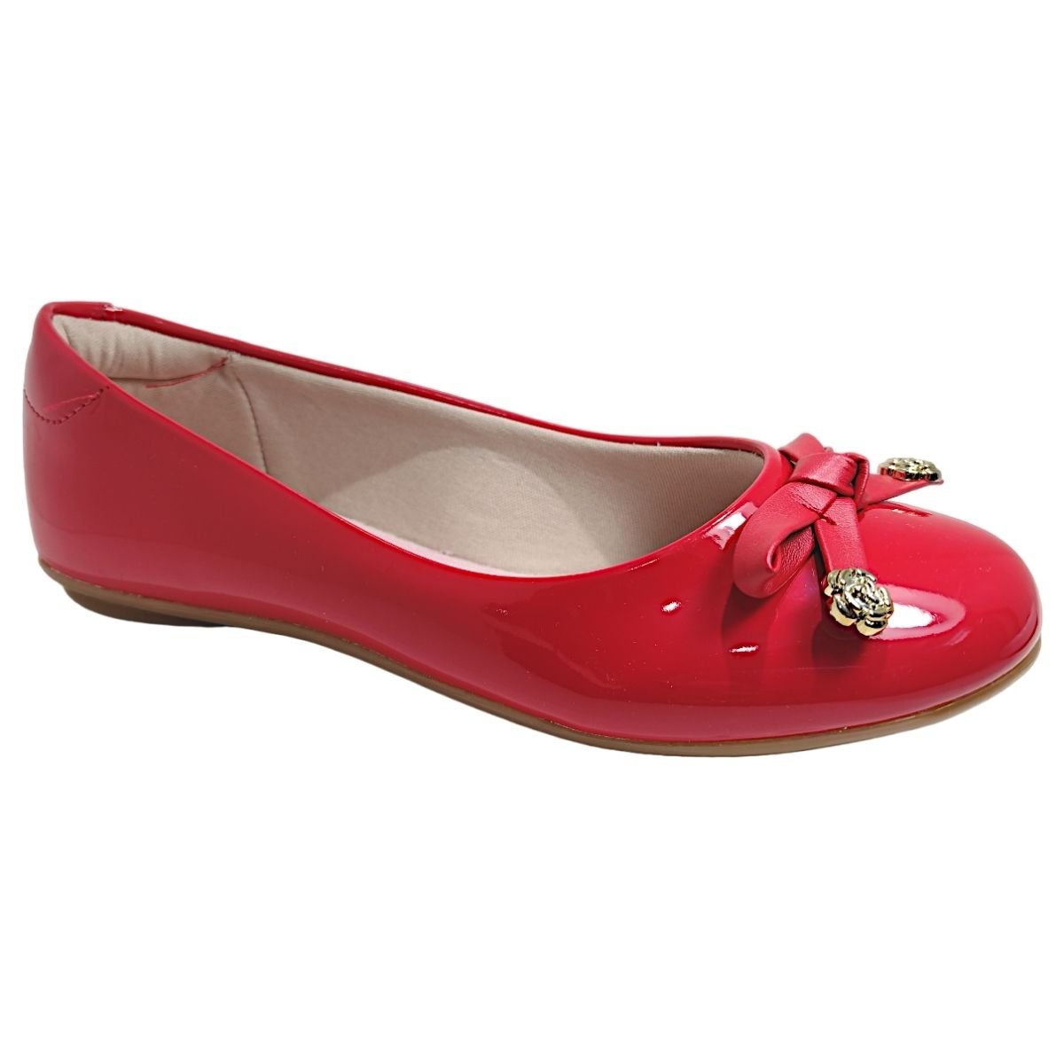 Sapatilha Casual Infantil Menina Verniz Laço Dia a Dia Molekinha 2083.1006 Vermelho 1
