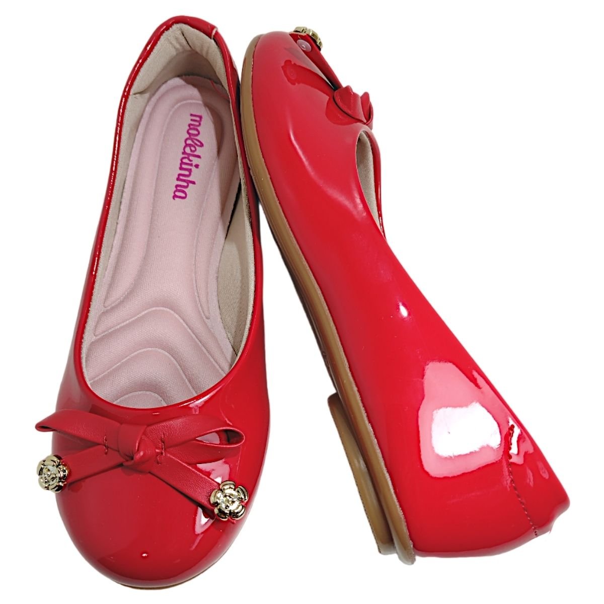 Sapatilha Casual Infantil Menina Verniz Laço Dia a Dia Molekinha 2083.1006 Vermelho 3