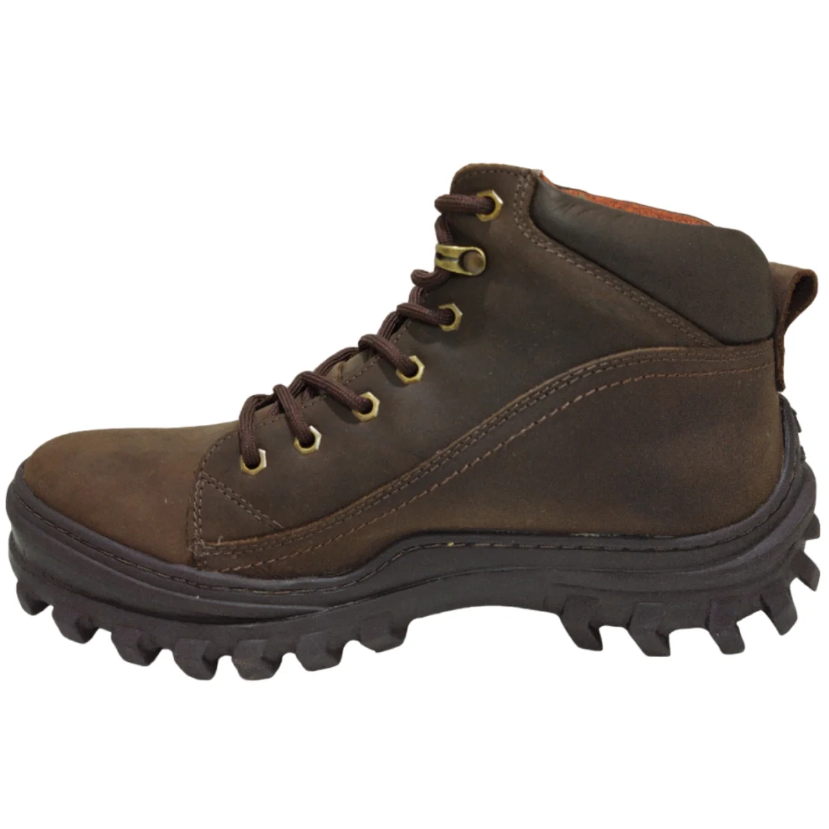 Coturno Masculino Adventure Dia a Dia Passeio Trabalho Trilha em Couro Solado Tratorado Conforto Zebu 65030 Marrom 2