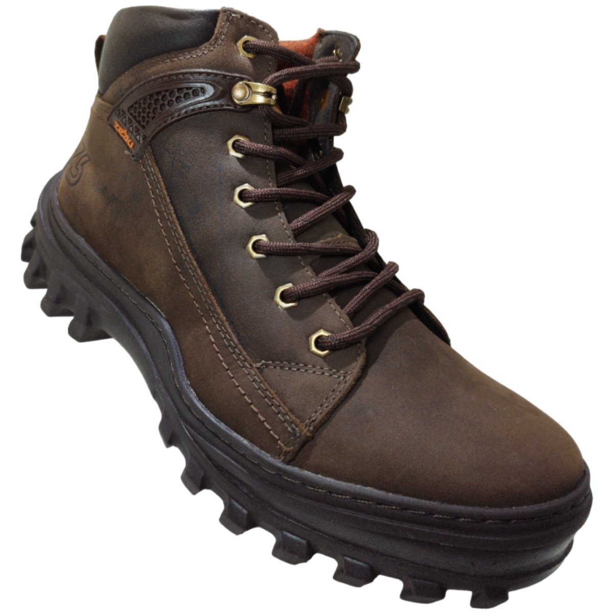 Coturno Masculino Adventure Dia a Dia Passeio Trabalho Trilha em Couro Solado Tratorado Conforto Zebu 65030 Marrom 3