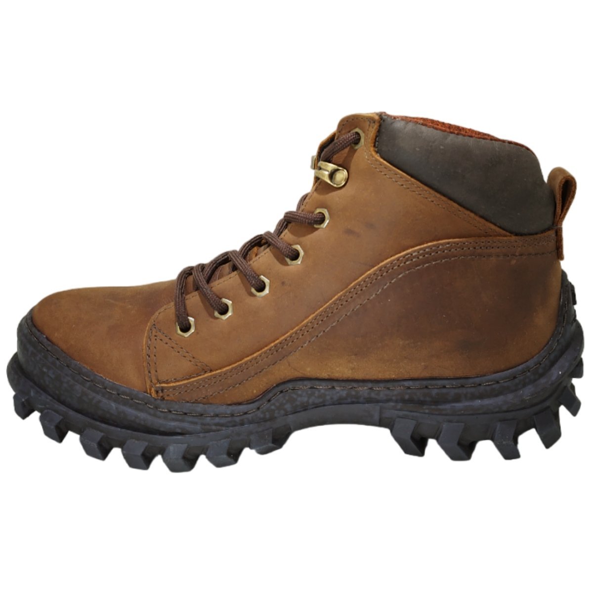 Coturno Masculino Adventure Dia a Dia Passeio Trabalho Trilha em Couro Solado Tratorado Conforto Zebu 65030 Caramelo 2