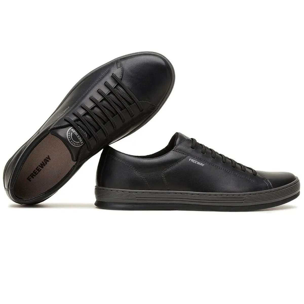Sapatenis em Couro Urbano com Cadarço Elástico Free Way Phanton Preto 5
