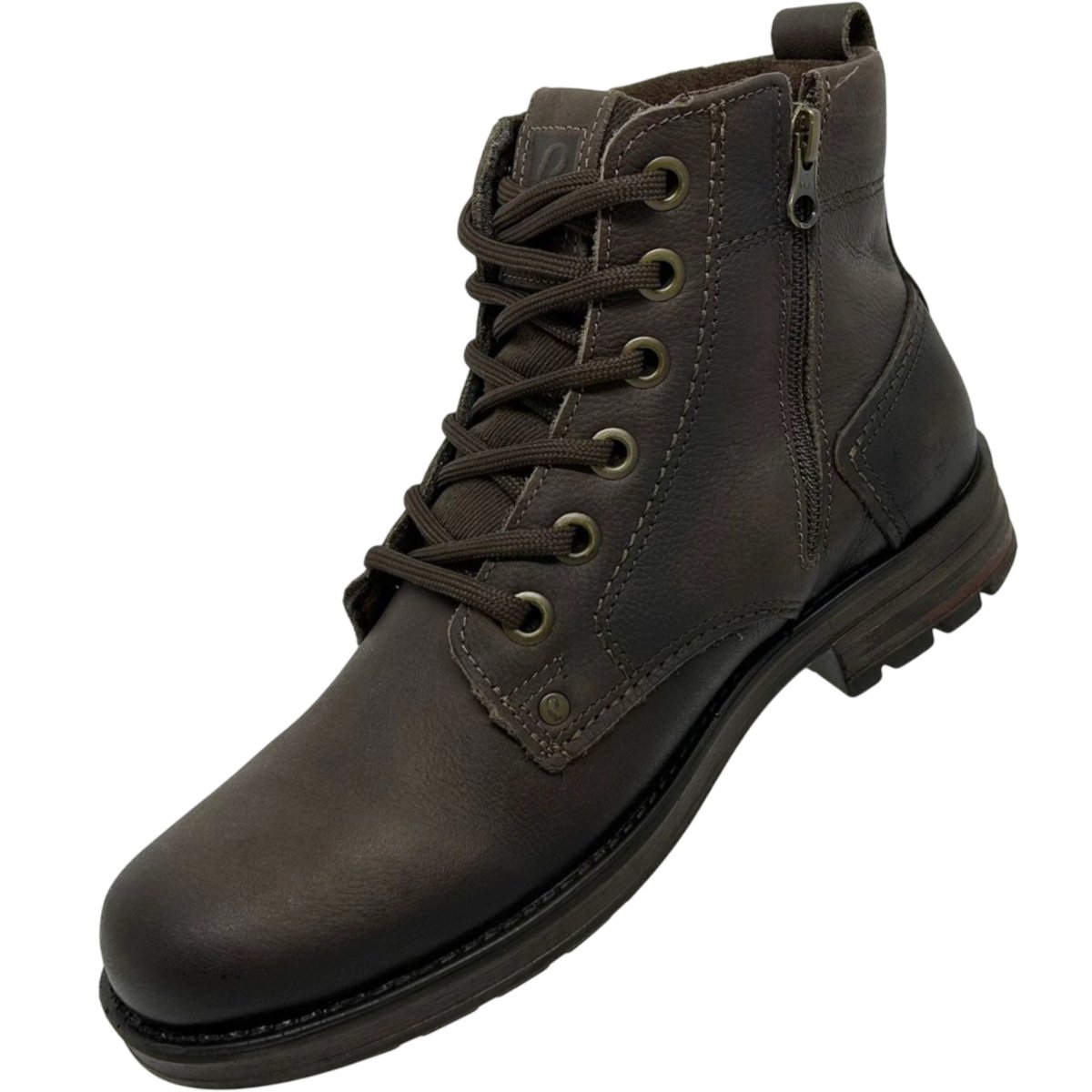 Coturno Masculino Casual em Couro Bico Redondo Amortech Pegada 181305 Marrom 4