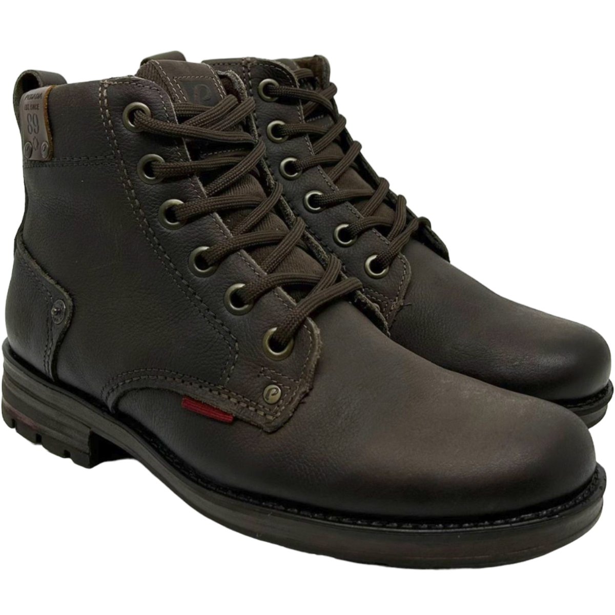 Coturno Masculino Casual em Couro Bico Redondo Amortech Pegada 181305 Marrom 5