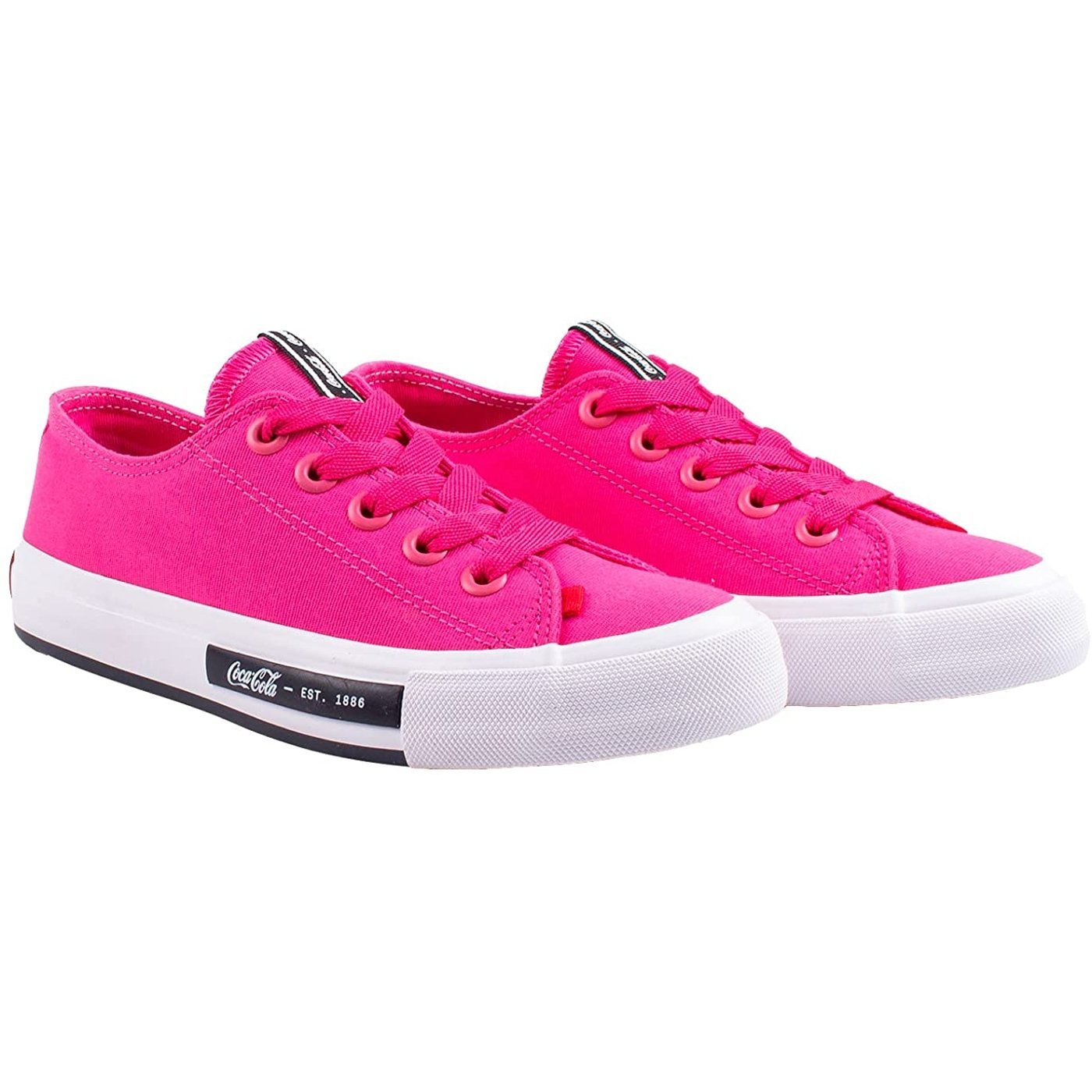 Tênis Casual Feminino Chuteirinha Lona Coca Cola CC1947 Rosa 2