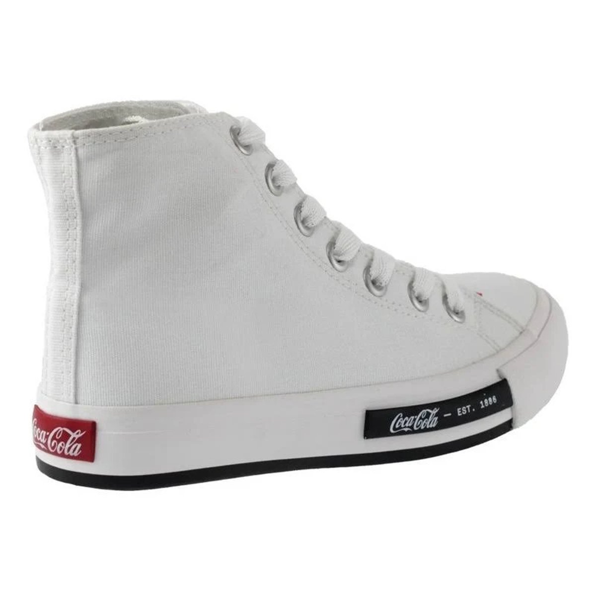 Tênis Feminino Casual Botinha Lona Coca Cola CC2060 Branco 3