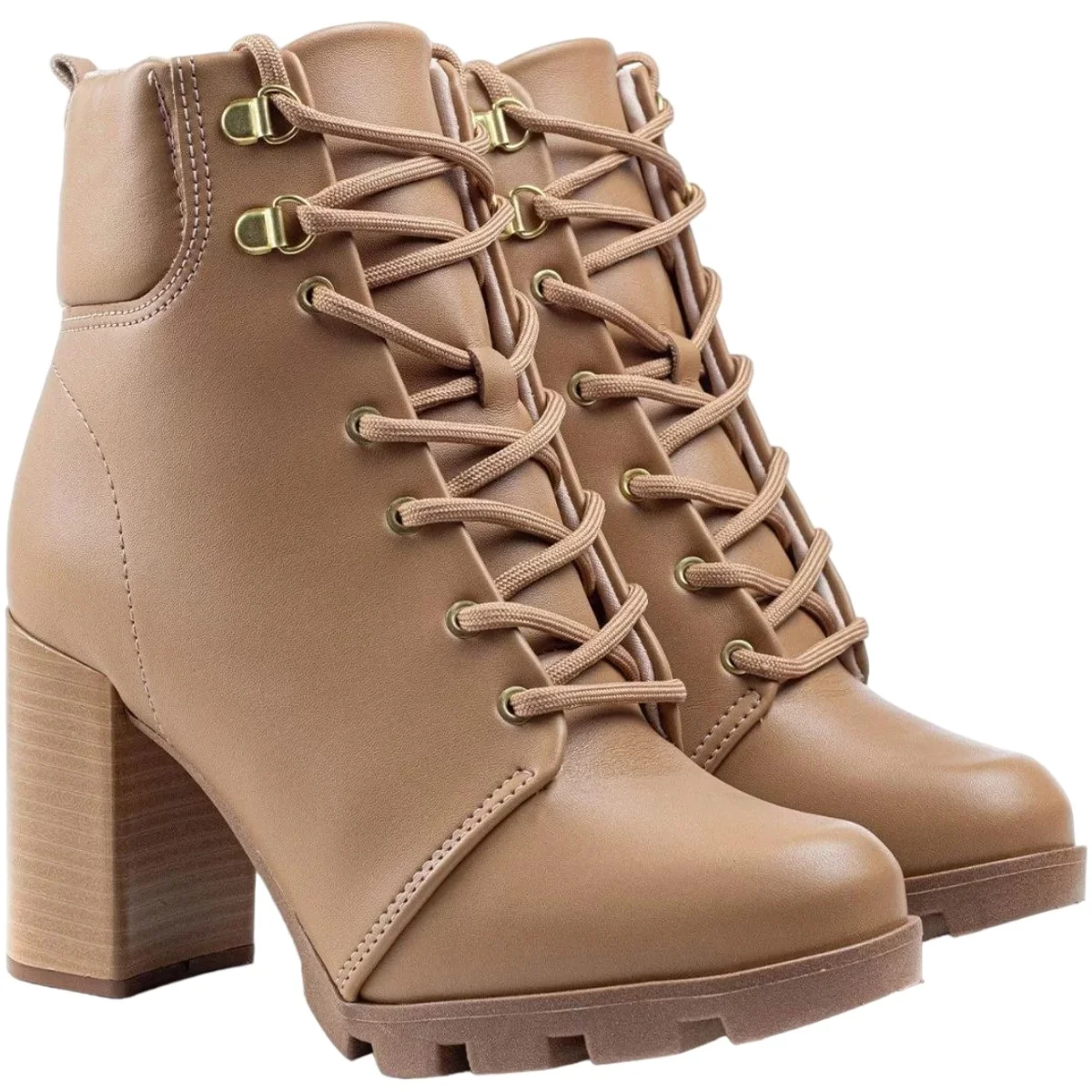 Bota Coturno Feminino Casual Tratorado Beira Rio 9074.103 Bege 3