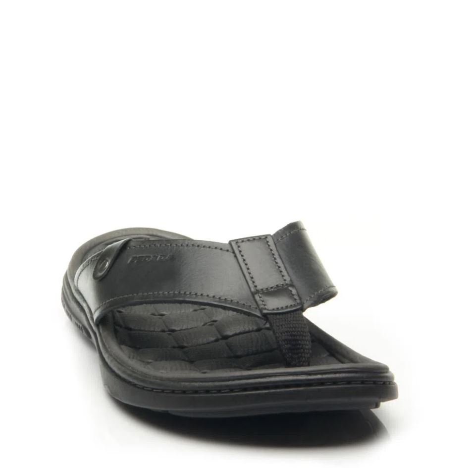 Chinelo Dedo Casual Masculino em Couro Conforto Pegada 131281 Preto 2