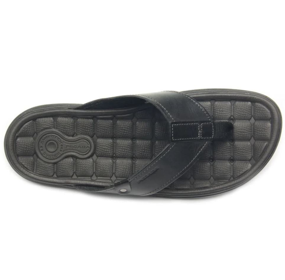 Chinelo Dedo Casual Masculino em Couro Conforto Pegada 131281 Preto 3