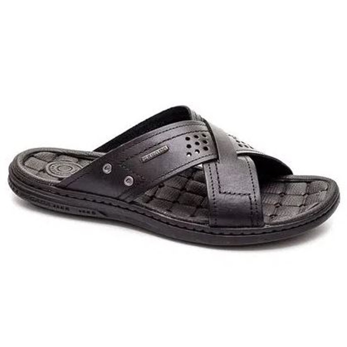 Chinelo Masculino Slide Gaspea Casual Dia a Dia Passeio em Couro Amortech Ultra Conforto Pegada 131222 Marrom 3