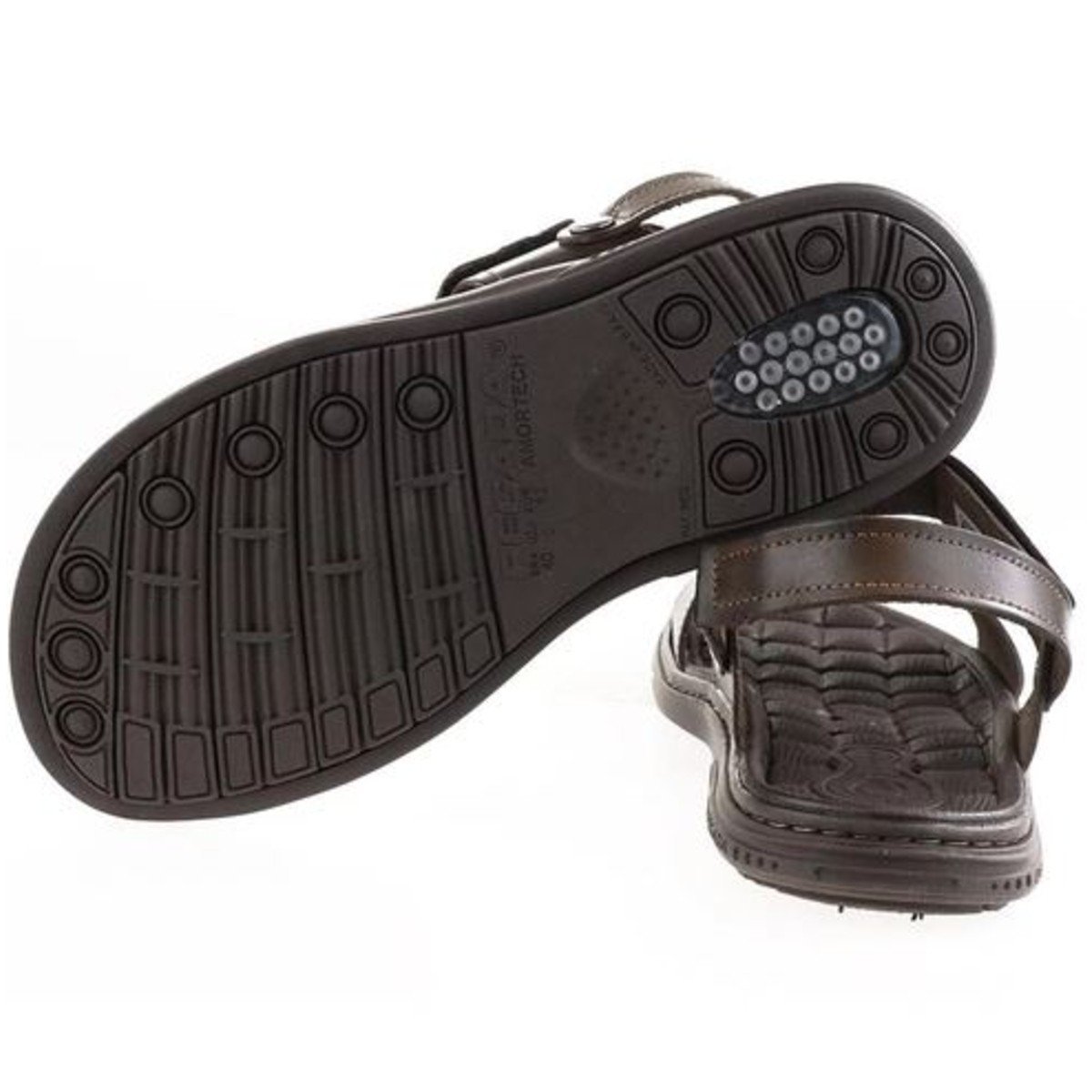 Sandália Masculina Papete Casual Dia a Dia Passeio em Couro Amortech Ultra Conforto Pegada 131286 Marrom 3
