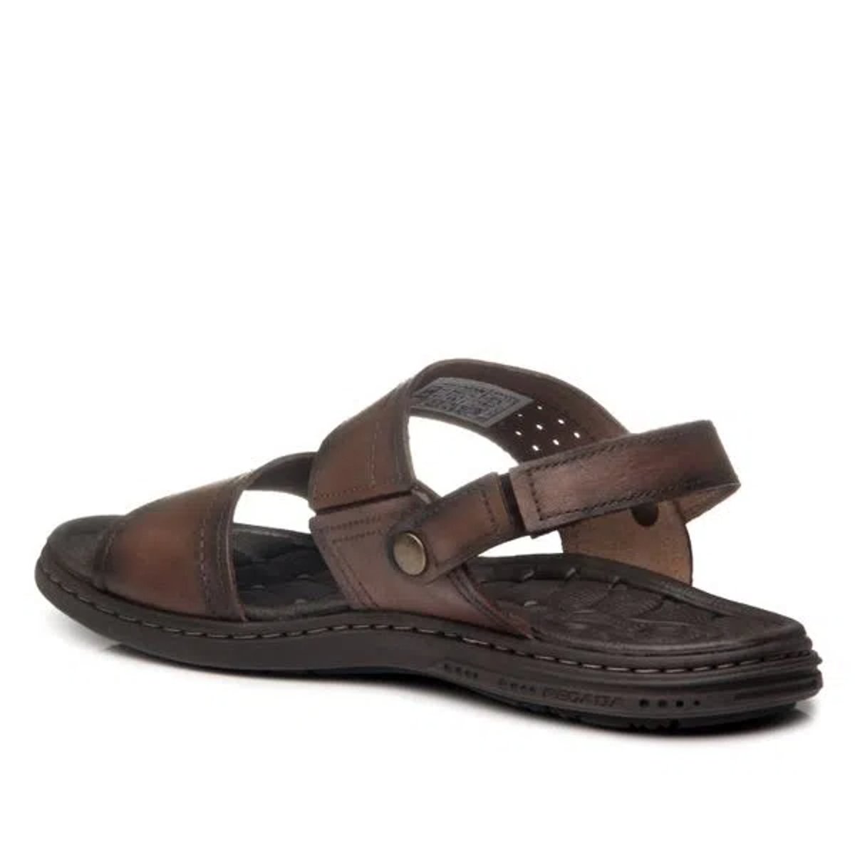 Sandália Papete Masculina em Couro Amortech Casual Dia a Dia Ultra Confort Pegada 131225 Marrom 3
