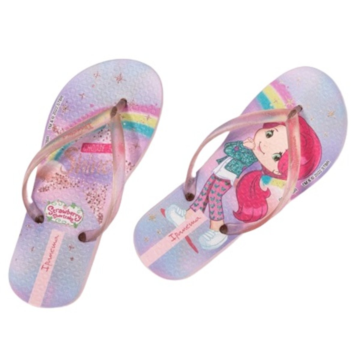 Chinelo Dedo Infantil Menina Borracha Com Glitter Moranguinho Ipanema 25510 Rosa 3