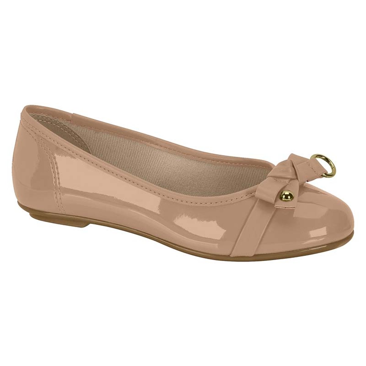 Sapatilha Infantil Menina Dia a Dia Escola Passeio em Verniz Com Lacinho Molekinha 2052.1503 Bege 2