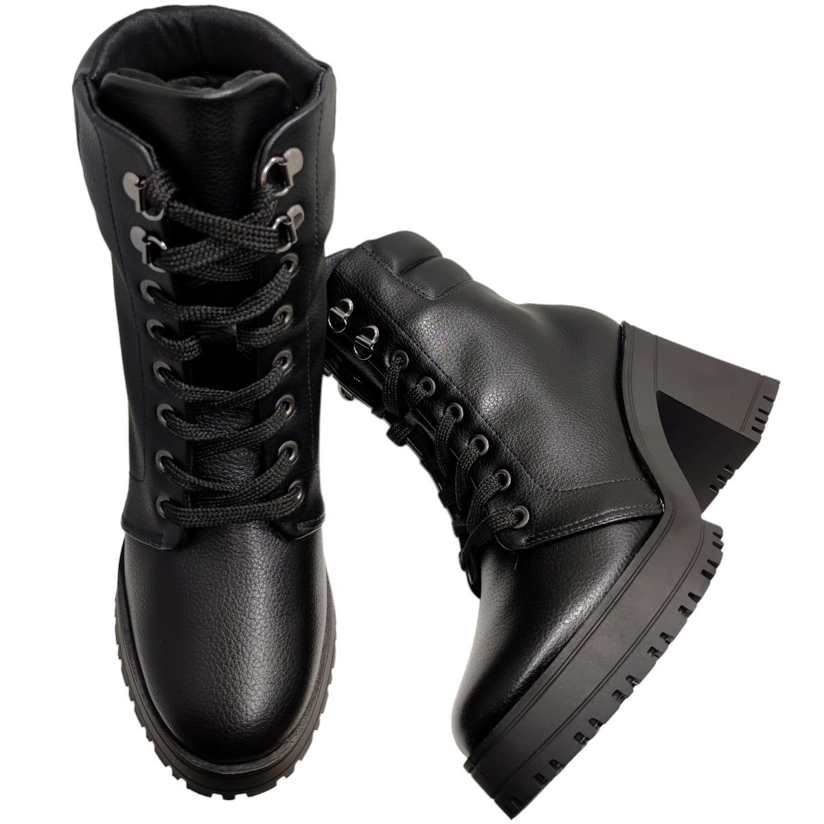 Bota Coturno Feminino Casual Tratorado Salto Bloco Alto Vizzano 3091.102 Preto 5