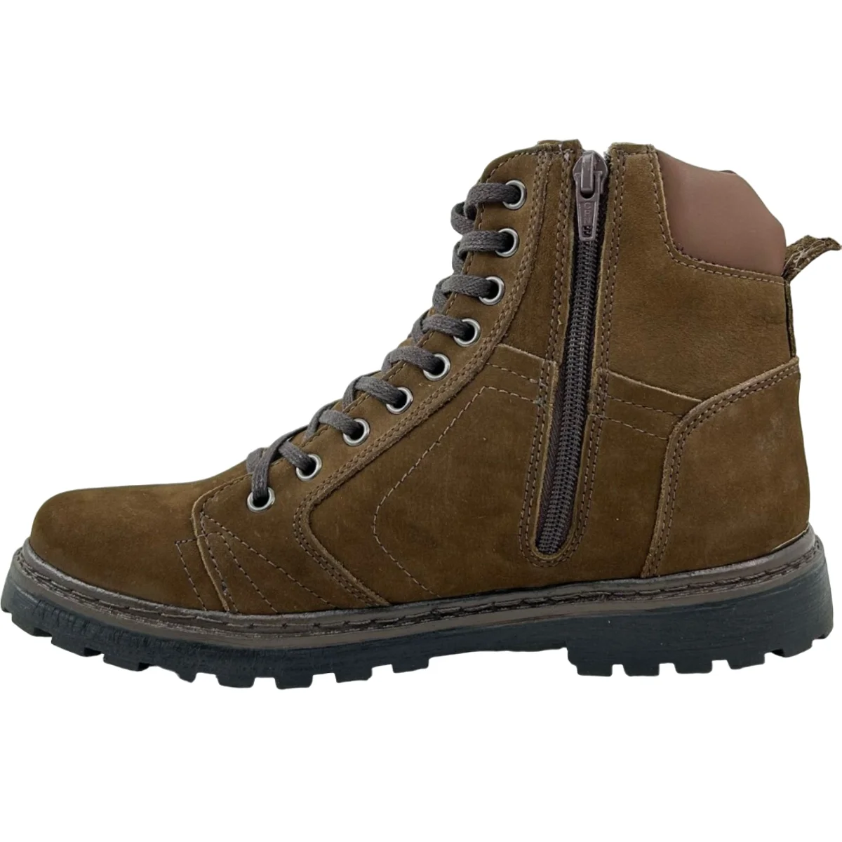 Coturno Masculino Casual Rústico em Couro Dia a Dia Passeio Trabalho Mega Boots 6016 Marrom 2