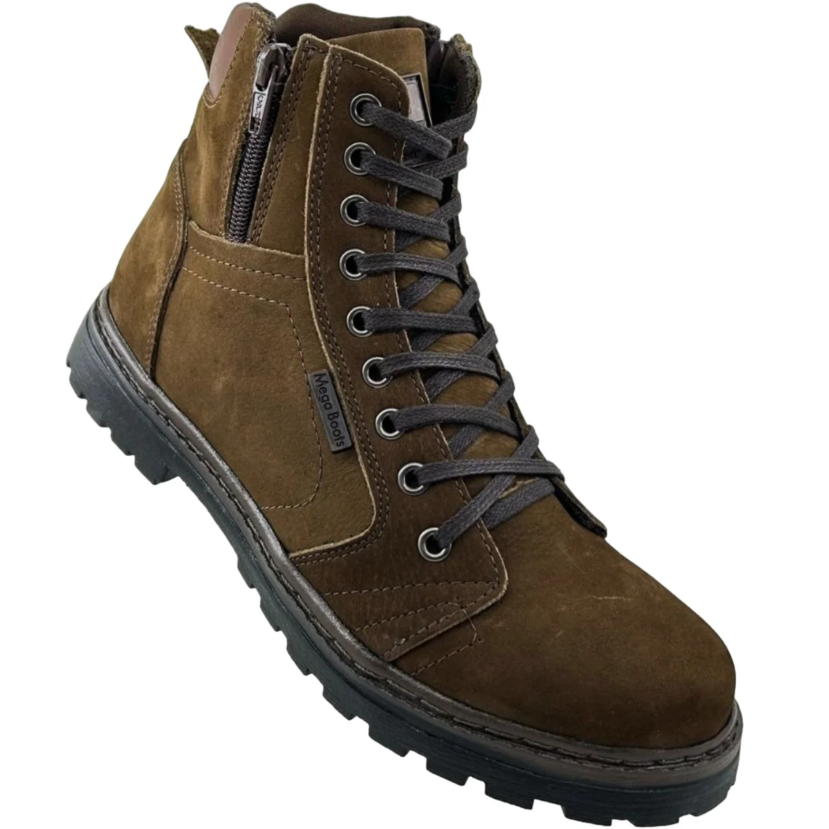 Coturno Masculino Casual Rústico em Couro Dia a Dia Passeio Trabalho Mega Boots 6016 Marrom 3