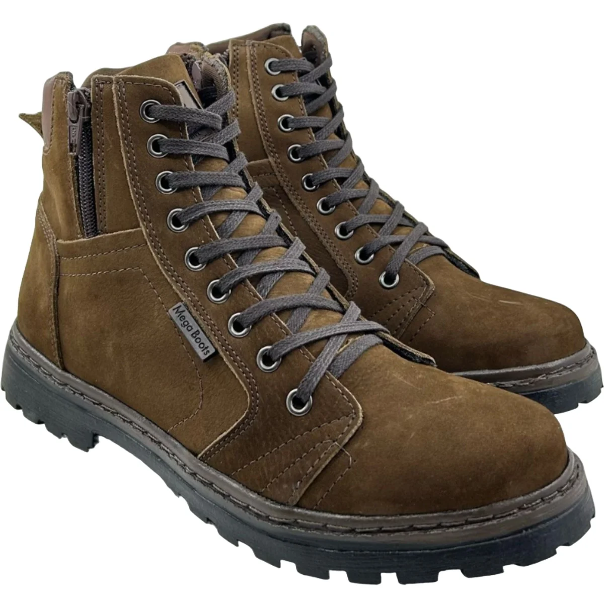 Coturno Masculino Casual Rústico em Couro Dia a Dia Passeio Trabalho Mega Boots 6016 Marrom 5