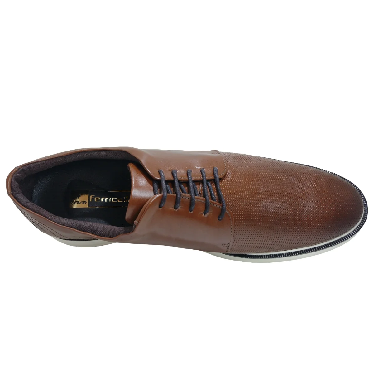 Sapato Oxford Esporte Casual Masculino Couro Clássico Amarração Ferricelli Lsx59635 Marrom 3