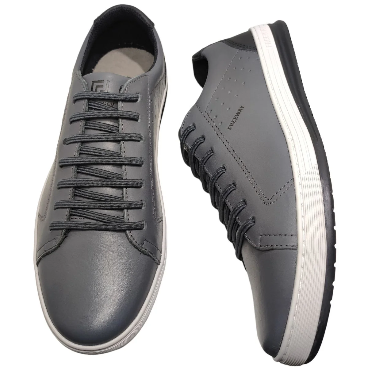 Sapatênis Masculino Casual EasyWear Cadarço Elástico Free Way Track02 Cinza 5