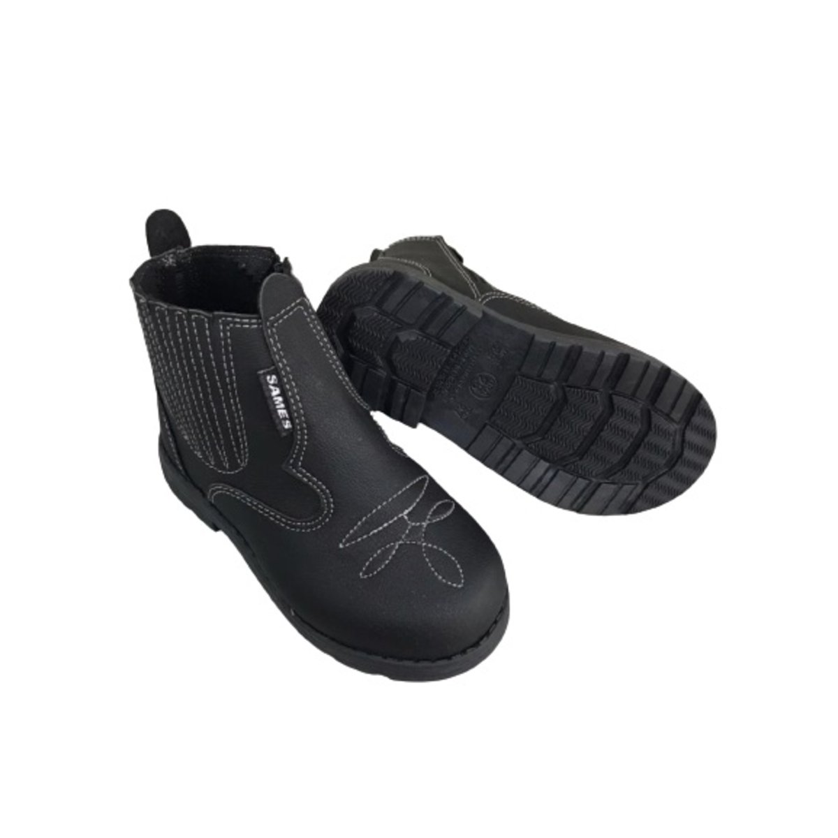 Botina Casual Infantil Cano Curto Com Zíper Sames 6137 Preto 3
