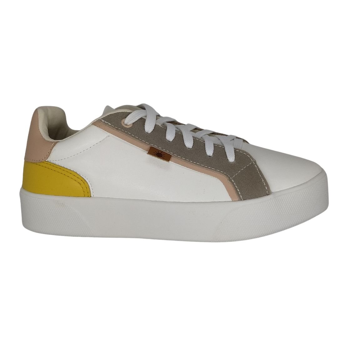 Tênis Feminino Redsun Branco com Amarelo Branco 2