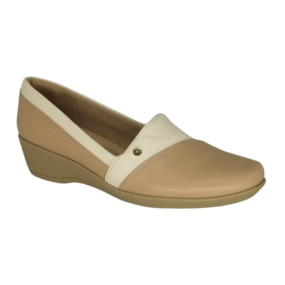 Sapato Piccadilly Salto Anabela Bege 1
