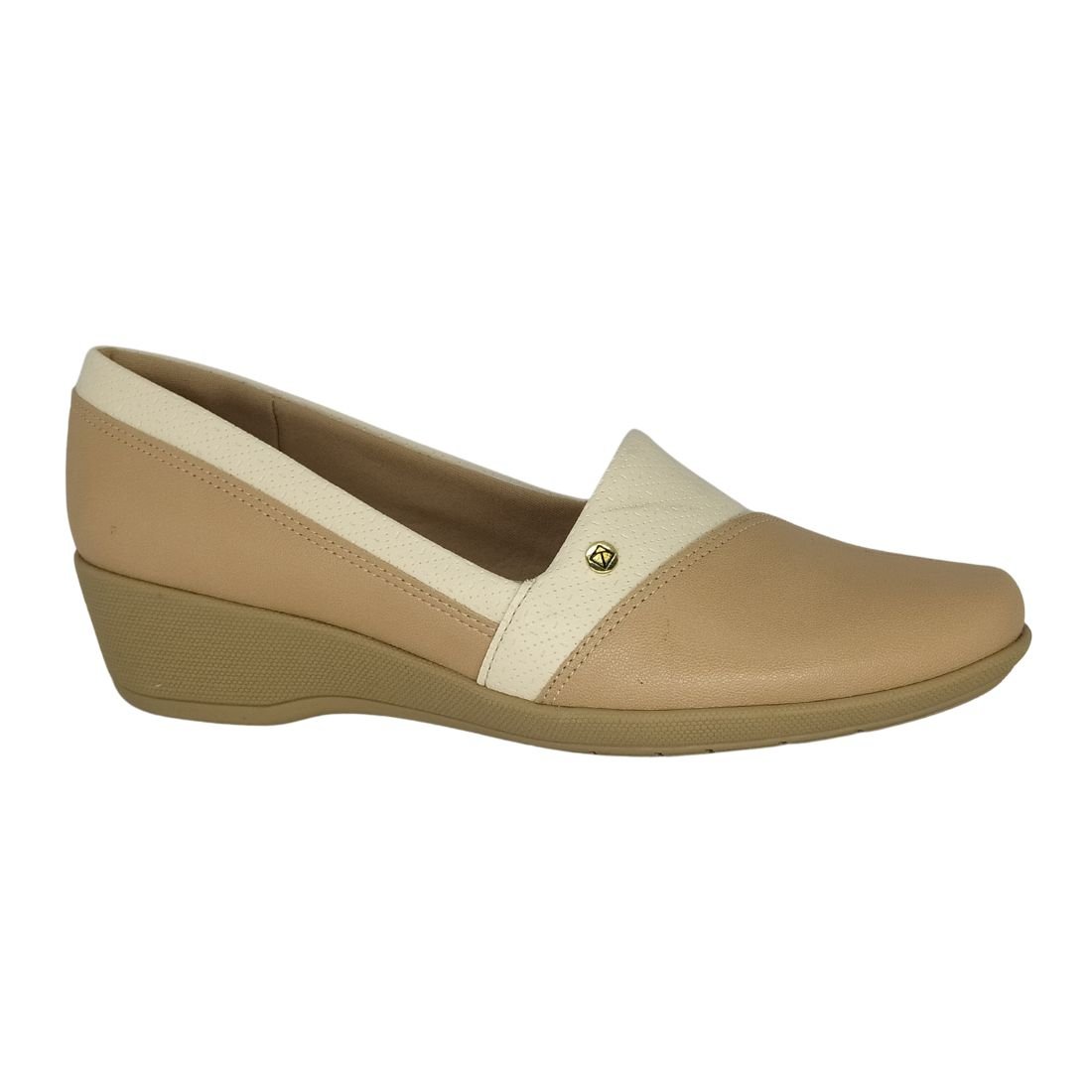 Sapato Piccadilly Salto Anabela Bege 2