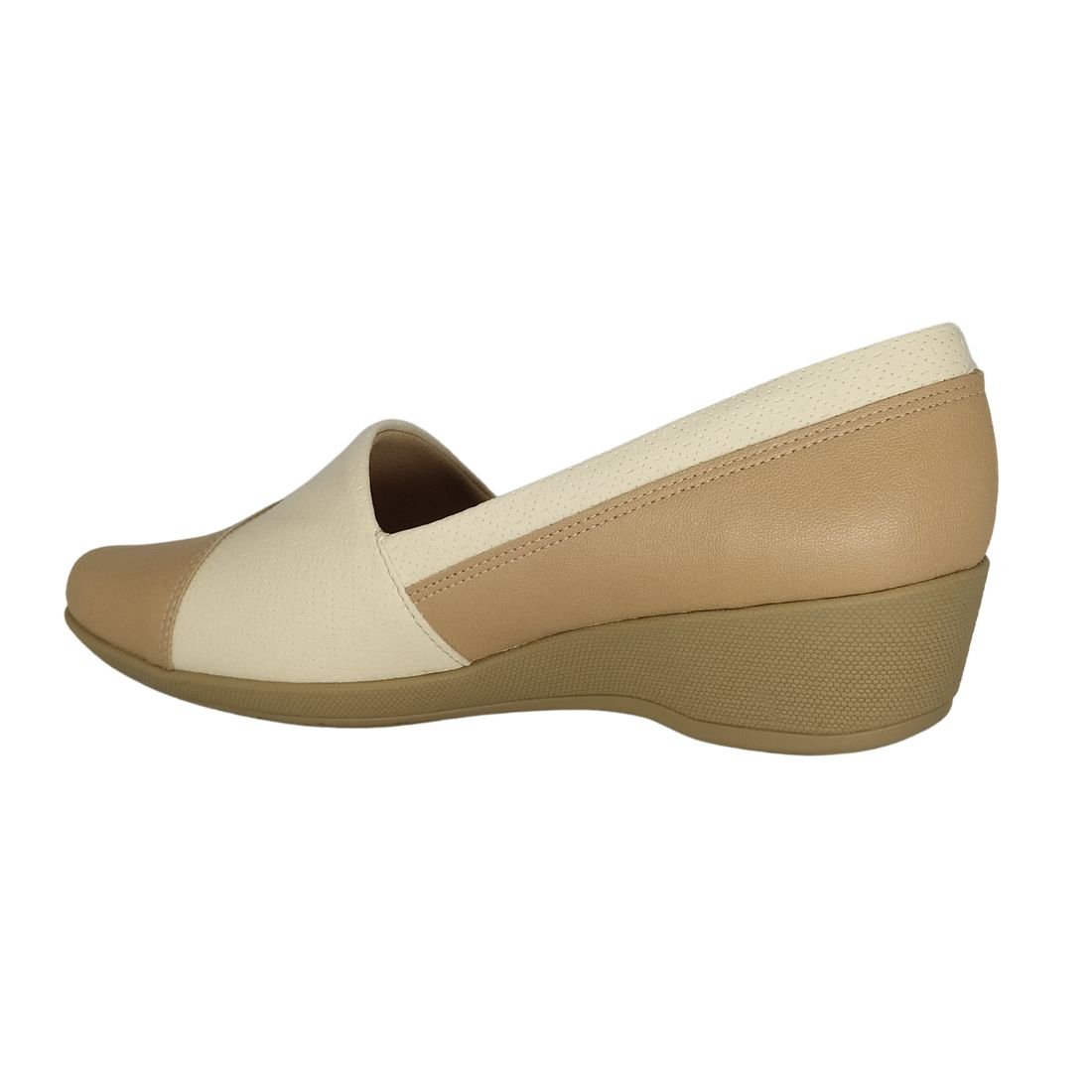 Sapato Piccadilly Salto Anabela Bege 3